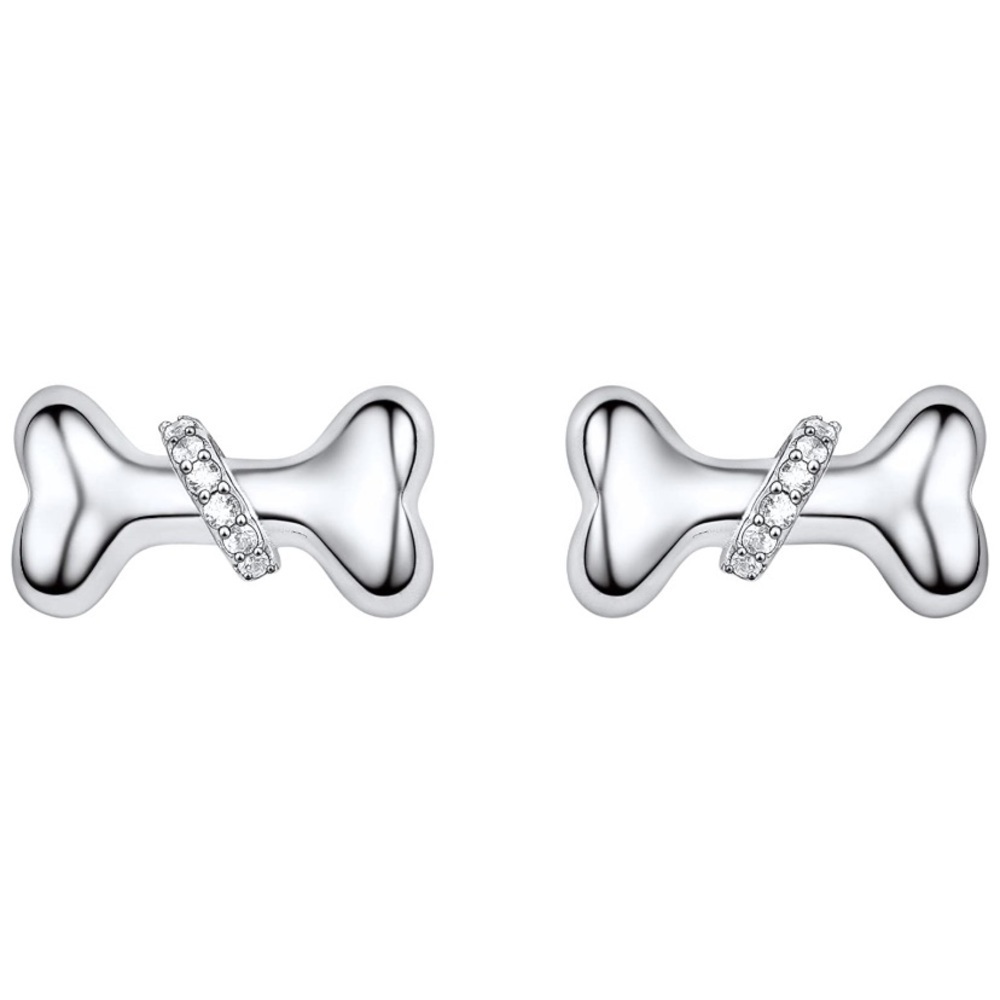 925 Sterling Diamonds Dog Bone Earrings